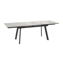 Ճաշասեղան MAMADOMA MILANA FOUR-160  РАЗДВИЖНОЙ 160(40+40)X90, ITALIAN LIGHT GREY GLOSS ST CER/ЧЕРНЫЙ 1 (УПАК.) 