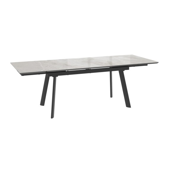 Ճաշասեղան MAMADOMA MILANA FOUR-160  РАЗДВИЖНОЙ 160(40+40)X90, ITALIAN LIGHT GREY GLOSS ST CER/ЧЕРНЫЙ 1 (УПАК.) 