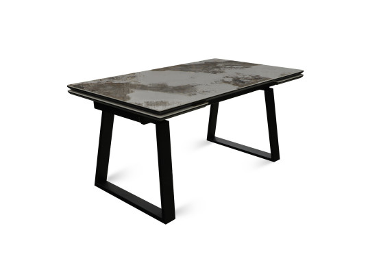 Dining table MAMADOMA MILANA-160, РАЗДВИЖНОЙ 160(40+40)X90, PANDORA GLOSS ST СЕРЫЙ/ЧЕРНЫЙ 2 (УПАК.) 