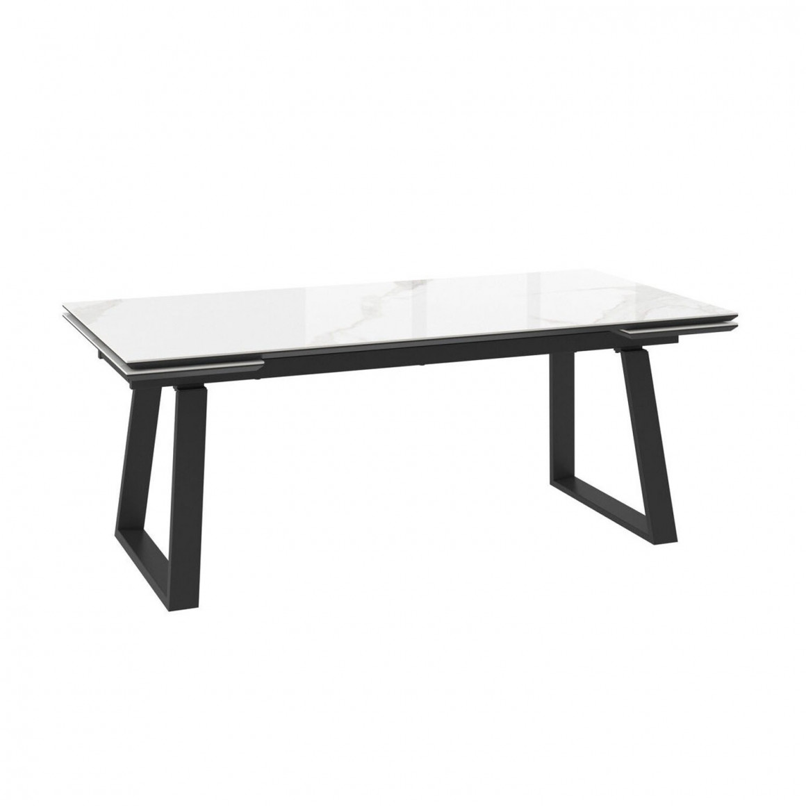 Ճաշասեղան MAMADOMA MILANA-200, РАЗДВИЖНОЙ 200(40+40)X98, PATAGONOA BIANCO GLOSS PREMIUM СЕРЫЙ/ЧЕРНЫЙ 2 (УПАК.) 