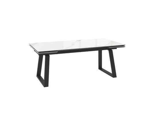 Dining table MAMADOMA MILANA-200, РАЗДВИЖНОЙ 200(40+40)X98, PATAGONOA BIANCO GLOSS PREMIUM СЕРЫЙ/ЧЕРНЫЙ 2 (УПАК.) 
