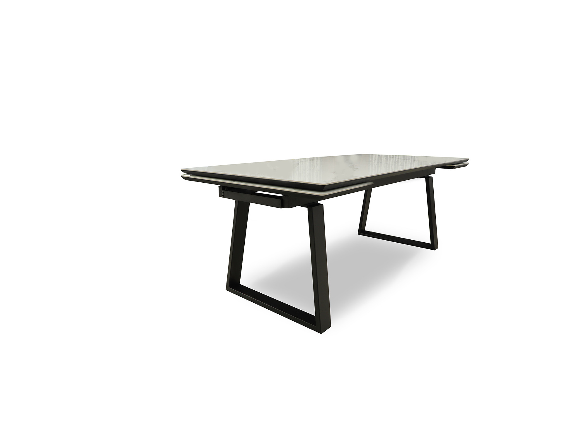 Dining table MAMADOMA MILANA-200, РАЗДВИЖНОЙ 200(40+40)X98, PATAGONOA BIANCO СЕРЫЙ/ЧЕРНЫЙ 2 (УПАК.) 