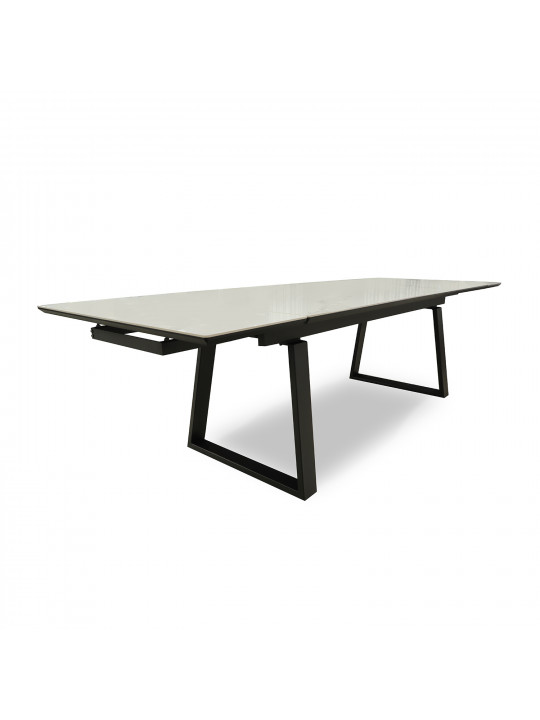 Dining table MAMADOMA MILANA-200, РАЗДВИЖНОЙ 200(40+40)X98, PATAGONOA BIANCO СЕРЫЙ/ЧЕРНЫЙ 2 (УПАК.) 