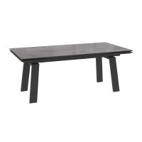 Обеденный стол MAMADOMA PANAMA M-200, РАЗДВИЖНОЙ 200(45+45)X100, ДЫМЧАТАЯ КЕРАМИКА/ЧЕРНЫЙ 2 (УПАК.) 