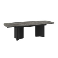 Обеденный стол MAMADOMA RICHARD-200, РАЗДВИЖНОЙ 200(35+35)X110, БАЙОНА СЕРЫЙ ПРЕМИУМ КЕР/ЧЕРНЫЙ 3 (УПАК.) 