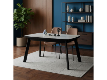 Dining table MAMADOMA TINTO-120, РАЗДВИЖНОЙ 120X80(+35), МРАМОР ГОЛД COMPAKT СЕР/ЧЕРНЫЙ,1 (УПАК.) 