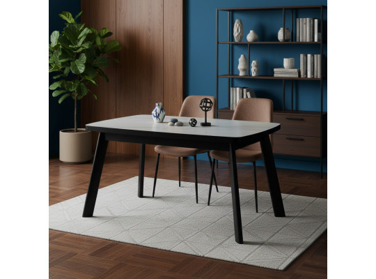 Ճաշասեղան MAMADOMA TINTO-120, РАЗДВИЖНОЙ 120X80(+35), МРАМОР ГОЛД COMPAKT СЕР/ЧЕРНЫЙ,1 (УПАК.) 