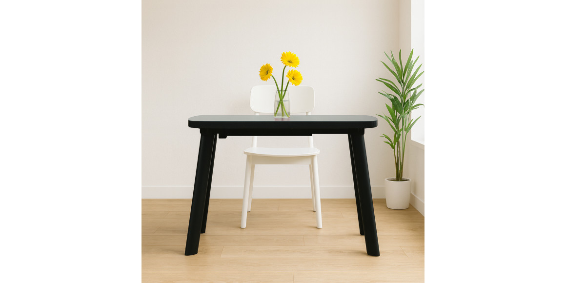 Dining table MAMADOMA TINTO-120, РАЗДВИЖНОЙ 120X80(+35), МРАМОР ГОЛД COMPAKT СЕР/ЧЕРНЫЙ,1 (УПАК.) 