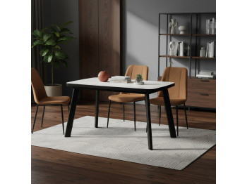 Ճաշասեղան MAMADOMA TINTO-120, РАЗДВИЖНОЙ 120X80(+35), МРАМОР СВЕТЛЫЙ COMPAKT СЕР/ЧЕРНЫЙ,1 (УПАК.) 