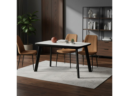 Ճաշասեղան MAMADOMA TINTO-120, РАЗДВИЖНОЙ 120X80(+35), МРАМОР СВЕТЛЫЙ COMPAKT СЕР/ЧЕРНЫЙ,1 (УПАК.) 