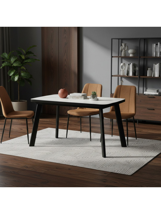 Ճաշասեղան MAMADOMA TINTO-120, РАЗДВИЖНОЙ 120X80(+35), МРАМОР СВЕТЛЫЙ COMPAKT СЕР/ЧЕРНЫЙ,1 (УПАК.) 