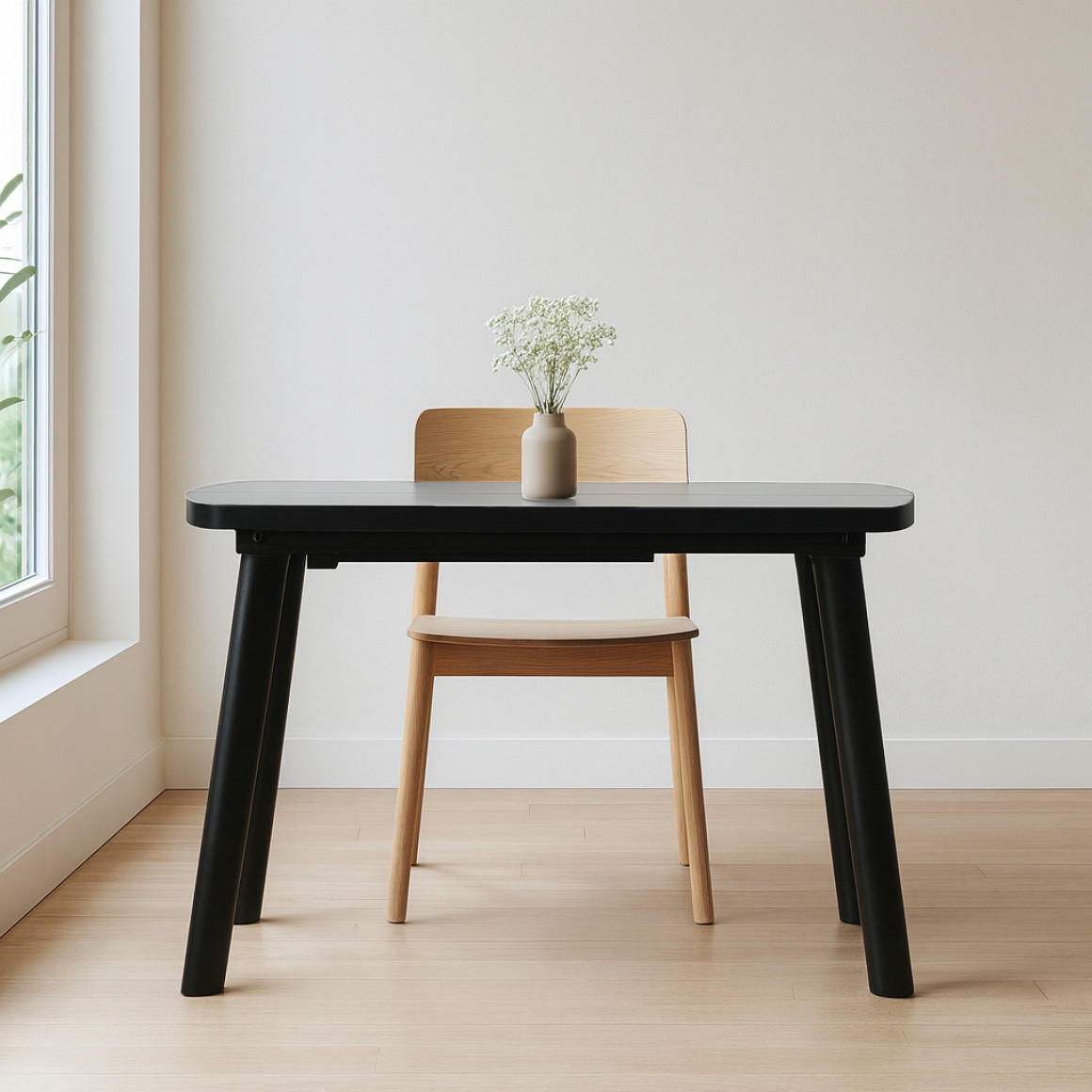 Dining table MAMADOMA TINTO-120, РАЗДВИЖНОЙ 120X80(+35), МРАМОР СВЕТЛЫЙ МОДЕРН COMPAKT СЕР/ЧЕРНЫЙ,1 (УПАК.) 