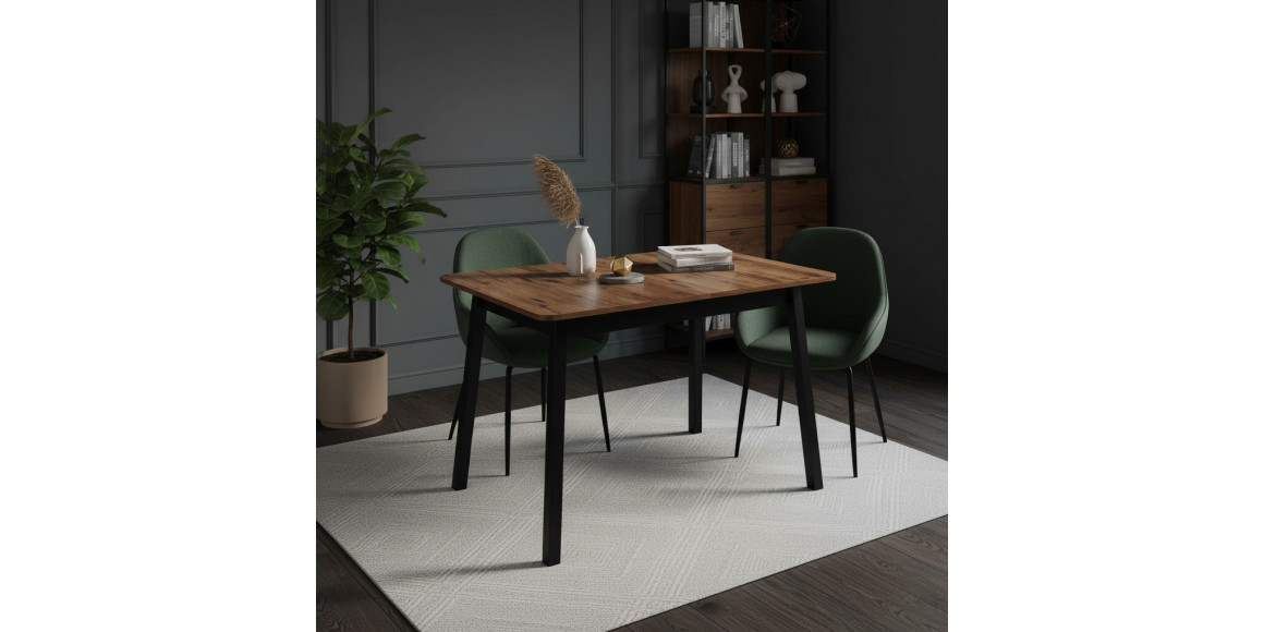Dining table MAMADOMA TIRK RADIAL-110, РАЗДВИЖНОЙ 110(142)X70, ДУБ ВЕЛЛИНГТОН/ЧЕРНЫЙ,1 (УПАК.) (1) 