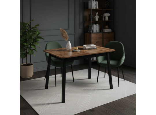 Обеденный стол MAMADOMA TIRK RADIAL-110, РАЗДВИЖНОЙ 110(142)X70, ДУБ ВЕЛЛИНГТОН/ЧЕРНЫЙ,1 (УПАК.) (1) 