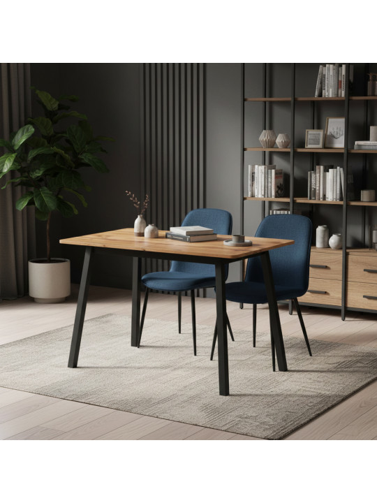 Обеденный стол MAMADOMA TIRK RADIAL-110, РАЗДВИЖНОЙ 110(142)X70, ДУБ ВОТАН/ЧЕРНЫЙ,1 (УПАК.) (1) 