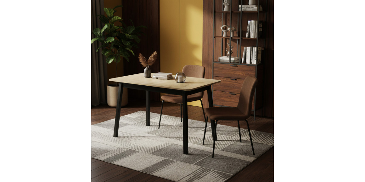 Обеденный стол MAMADOMA TIRK RADIAL-110, РАЗДВИЖНОЙ 110(142)X70, ДУБ ИРЛАНДСКИЙ/ЧЕРНЫЙ,1 (УПАК.) (1) 