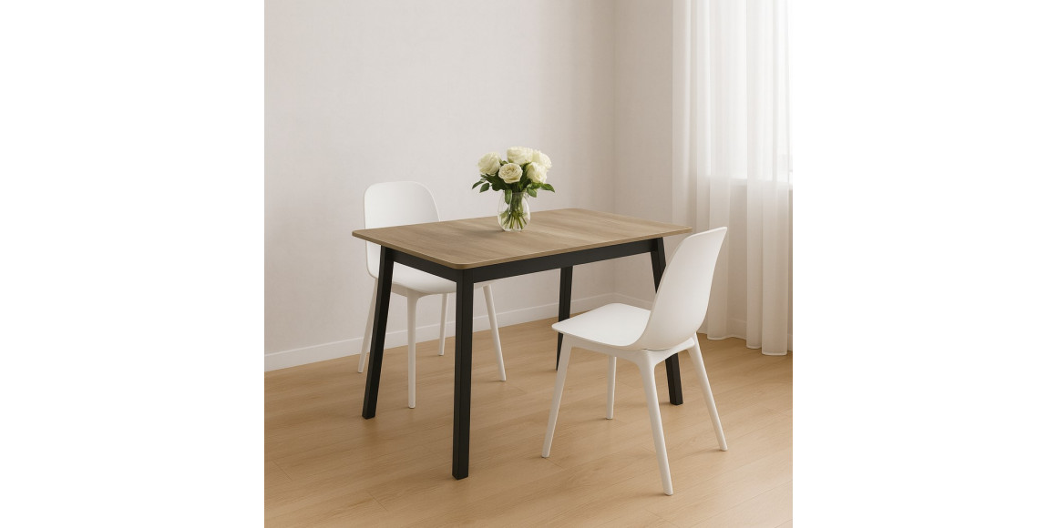 Ճաշասեղան MAMADOMA TIRK RADIAL-110, РАЗДВИЖНОЙ 110(142)X70, ДУБ КАНЬОН/ЧЕРНЫЙ,1 (УПАК.) (1) 