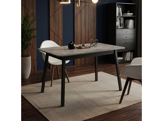 Обеденный стол MAMADOMA TIRK RADIAL-110, РАЗДВИЖНОЙ 110(142)X70, ДЫМЧАТАЯ КЕРАМИКА/ЧЕРНЫЙ,1 (УПАК.) (1) 