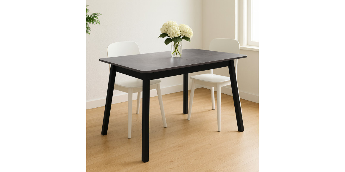 Ճաշասեղան MAMADOMA TIRK RADIAL-110, РАЗДВИЖНОЙ 110(142)X70, ДЫМЧАТАЯ КЕРАМИКА/ЧЕРНЫЙ,1 (УПАК.) (1) 