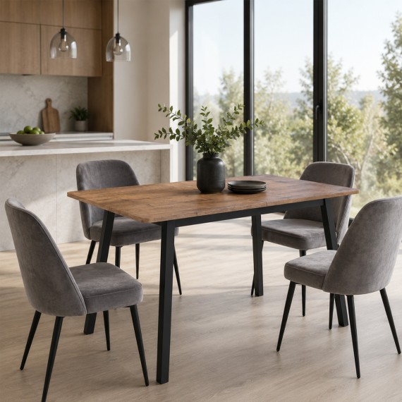 Dining table MAMADOMA TIRK-110, ЗАКРУГЛЕННЫЙ РАЗДВИЖНОЙ 110(142)X70, ДУБ ВЕЛЛИНГТОН/ЧЕРНЫЙ,1 (УПАК.) 