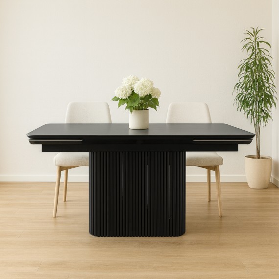Dining table MAMADOMA VELVET-160, РАЗДВИЖНОЙ 160(40+40)X90, NEW ARMANI GREY ST СЕР/ЧЕРНЫЙ (2 УПАК.) 