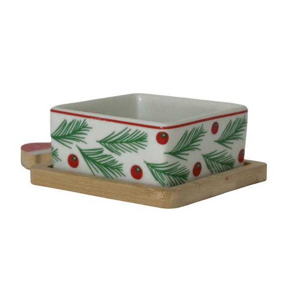 Тара KOOPMAN 278001130 SERVING SET ON TRAY XMAS 3PCS BAMBOO (490498)