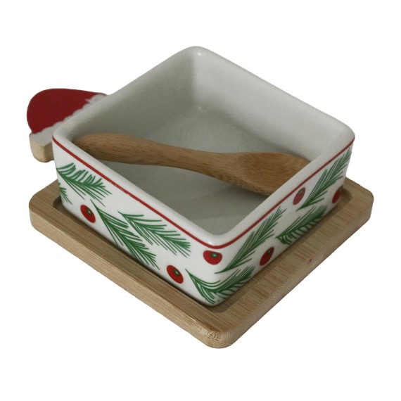 Тара KOOPMAN 278001130 SERVING SET ON TRAY XMAS 3PCS BAMBOO (490498)