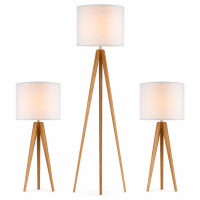 Lampshade MLM ML20254 3 Pack Combo 1Floor Lamp+2Table lamp Wood Finish 