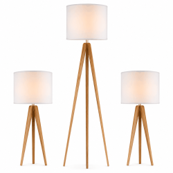 Lampshade MLM ML20254 3 Pack Combo 1Floor Lamp+2Table lamp Wood Finish 