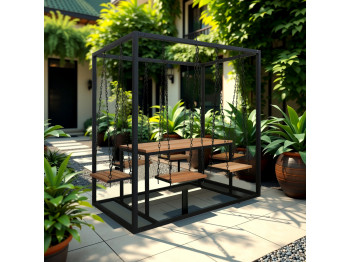 Garden house HOBEL ADEL 1+6 BLACK METAL/WOOD TIK (6) 