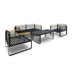 Садовый гарнитур HOBEL ALBATROSS 1+2+1+1 METAL ANTRACITE/GREY OXFORD 300D (4) 