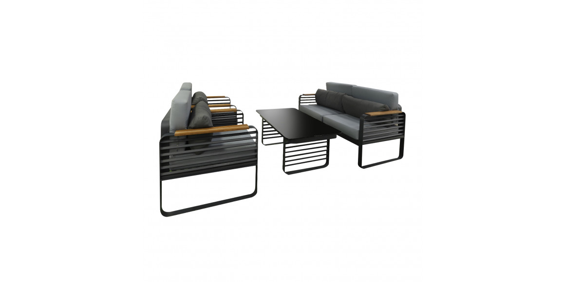 Garden set HOBEL ALBATROSS 1+2+1+1 METAL BLACK/WOOD TIK (4) 