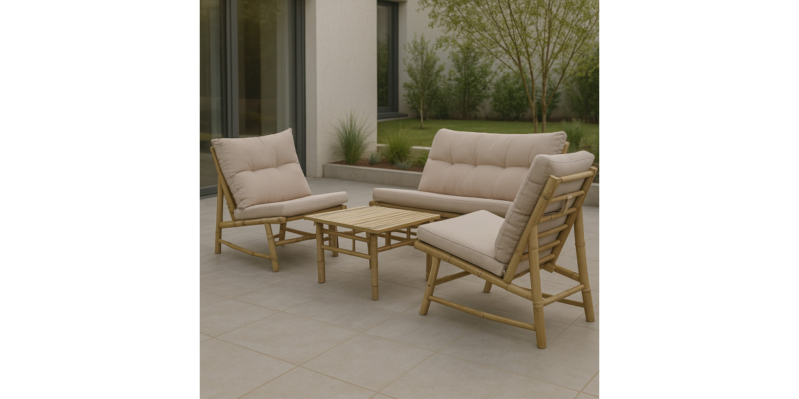 Садовый гарнитур KOOPMAN BAMBOO 1+1+2 WITH PILLOW (57X57X38) (4) 
