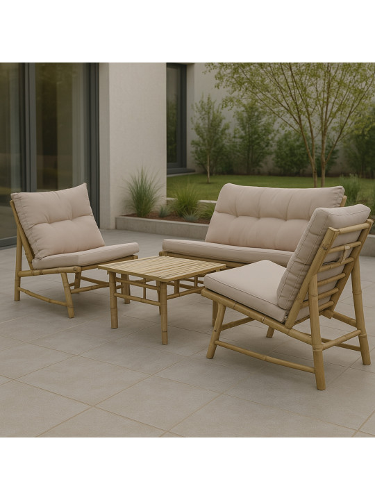 Garden set KOOPMAN BAMBOO 1+1+2 WITH PILLOW (57X57X38) (4) 