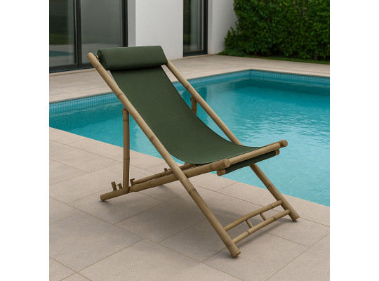 Այգու աթոռ KOOPMAN BEACH CHAIR BAMBOO GREEN FABRI (VM4000060)
