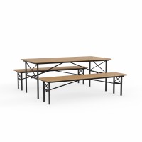 Garden set HOBEL BENCH SET 1 + 2 METAL BLACK/WOOD TIK (3) 