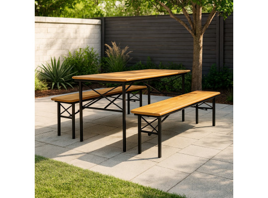 Այգու հավաքածու HOBEL BENCH SET 1 + 2 METAL BLACK/WOOD TIK (3) 