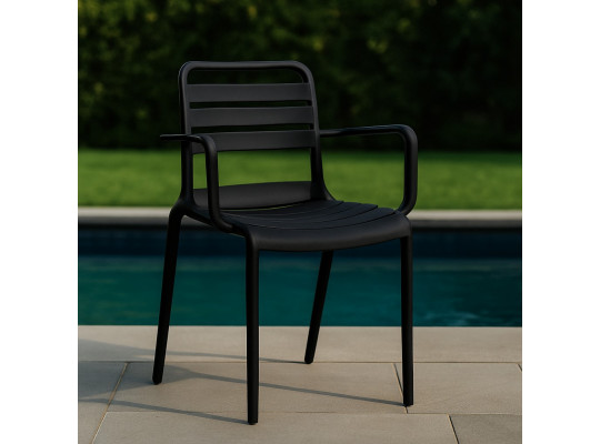 Այգու աթոռ KOOPMAN CHAIR STACKABLE PP BLACK (LF8000010)