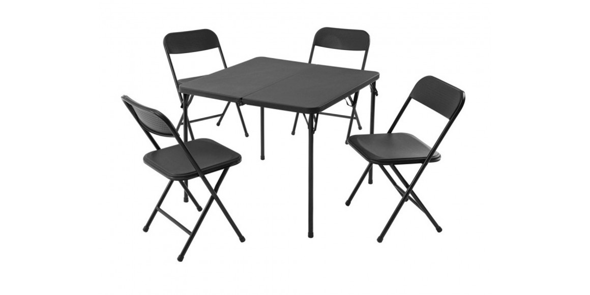 Садовый гарнитур KOOPMAN FOLDING TABLE 4 CHAIRS BLACK (CM1000050)