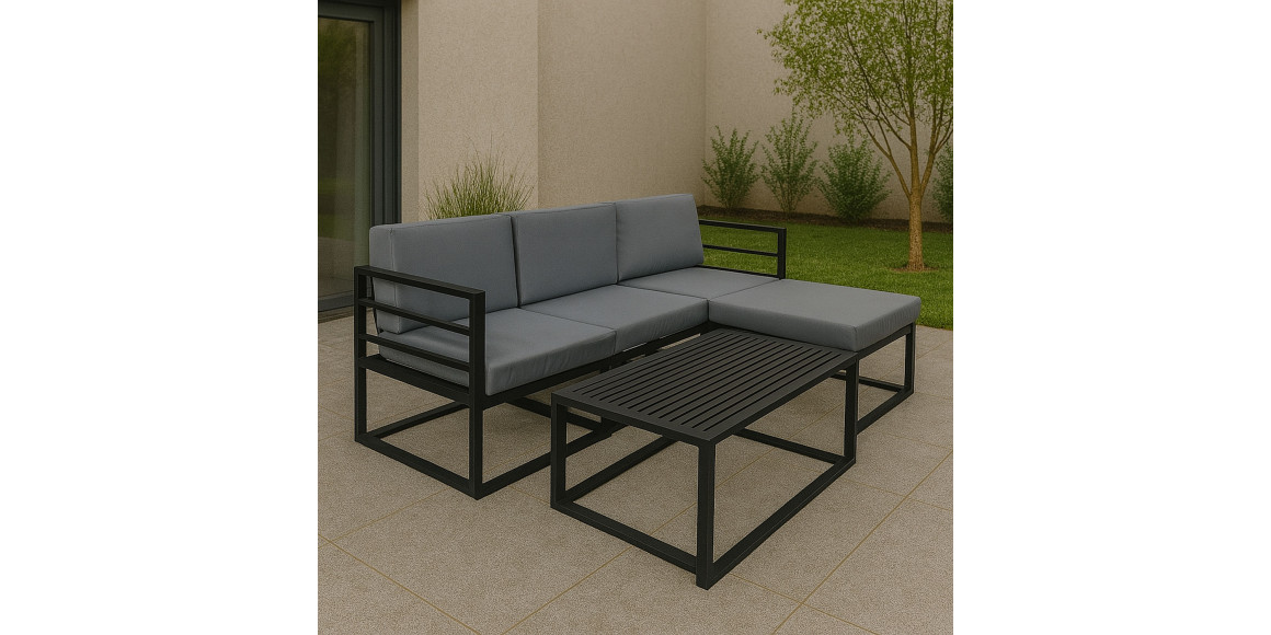 Садовый гарнитур HOBEL CORNER DECK METAL BLACK/ LIGHT GREY (5) 