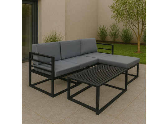 Садовый гарнитур HOBEL CORNER DECK METAL BLACK/ LIGHT GREY (5) 