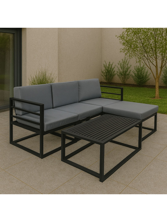Садовый гарнитур HOBEL CORNER DECK METAL BLACK/ LIGHT GREY (5) 