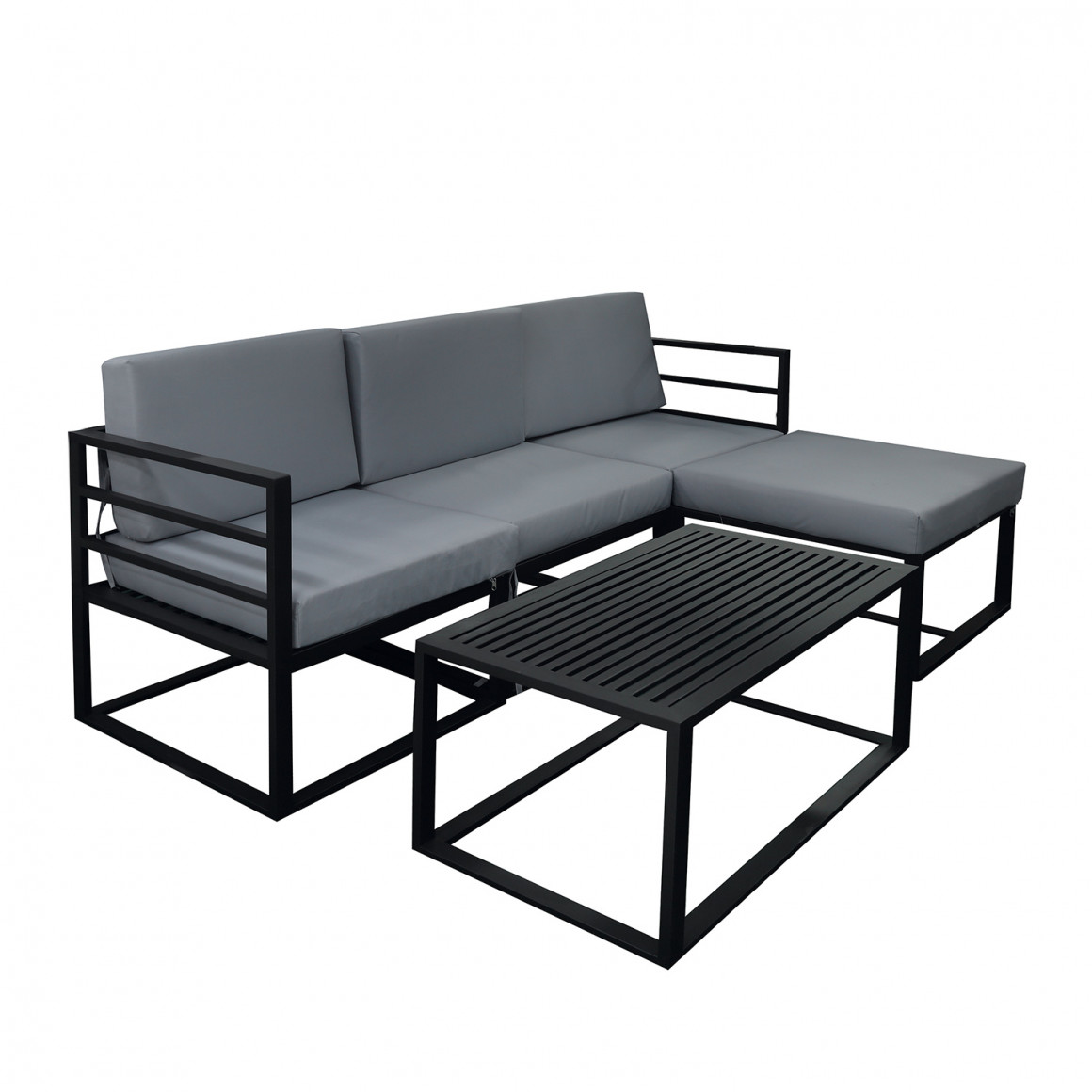 Garden set HOBEL CORNER DECK METAL BLACK/ LIGHT GREY (5) 