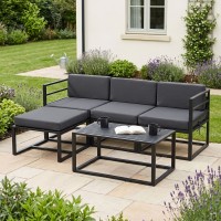 Garden set HOBEL CORNER DECK METAL BLACK/ OXFORD DARK GREY (5) 