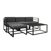Garden set HOBEL CORNER DECK METAL BLACK/ OXFORD DARK GREY (5) 