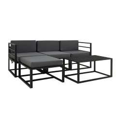 Садовый гарнитур HOBEL CORNER DECK METAL BLACK/ OXFORD DARK GREY (5) 