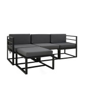 Garden set HOBEL CORNER DECK METAL BLACK/ OXFORD DARK GREY (5) 