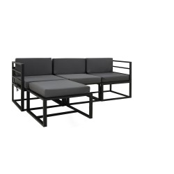 Садовый гарнитур HOBEL CORNER DECK METAL BLACK/ OXFORD DARK GREY (5) 