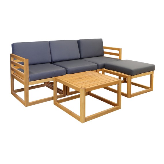 Այգու հավաքածու HOBEL CORNER DECK WOOD TIK/DARK GREY (5) 