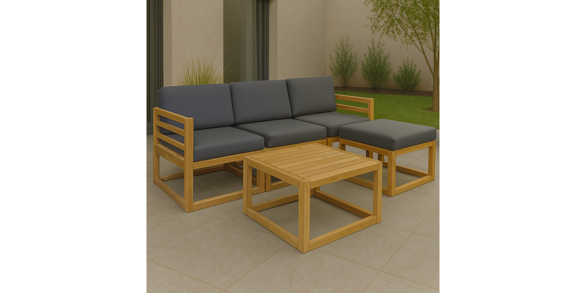 Garden set HOBEL CORNER DECK WOOD TIK/DARK GREY (5) 